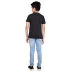 Generic Boy's Cotton Graphics Printed Round Neck T-Shirt (Black)