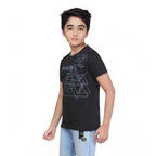 Generic Boy's Cotton Graphics Printed Round Neck T-Shirt (Black)
