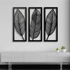 Generic Wooden 3 Pieces Leaf Wall Art Panel Frame for Home Decor