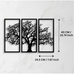 Generic Wooden 3 Pieces Tree Wall Art Panel Frame for Home Decor