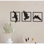 Generic Birds in Frame Wooden Wall Decor – Set of 3 Panels (Black)