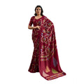 Generic Women's Satin Crepe Printed Saree With Unstitched Blouse 5.5Mtr (Maroon)