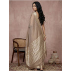 Generic Women's Cotton Printed Saree With Unstitched Blouse 5.5Mtr (Beige)