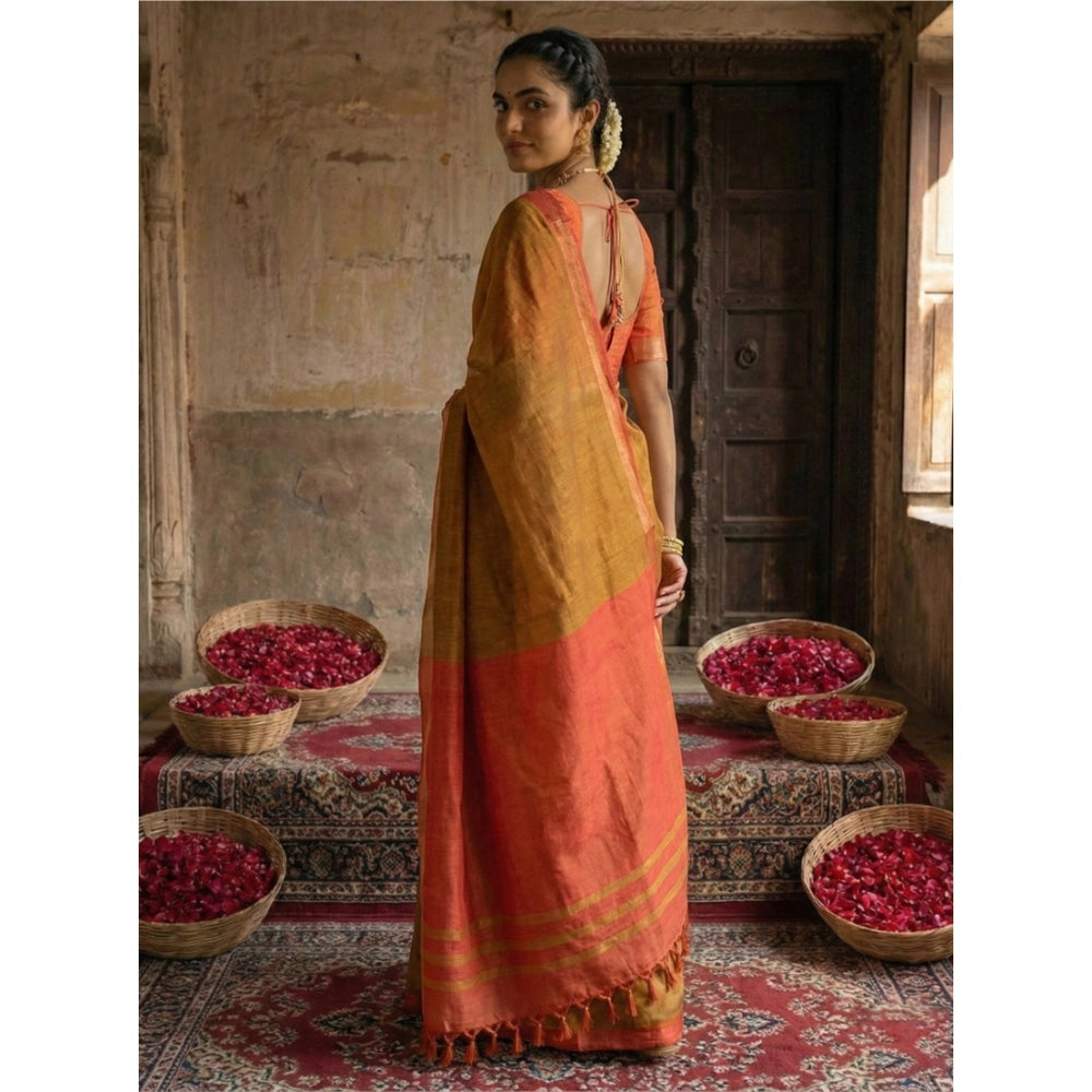 Generic Women's Cotton Printed Saree With Unstitched Blouse 5.5Mtr (Mustrad)