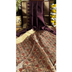 Generic Women's Tussar Silk Madhubani Saree With Unstitched Blouse 5.5Mtr (Coffee)