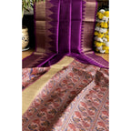 Generic Women's Tussar Silk Madhubani Saree With Unstitched Blouse 5.5Mtr (Purple)