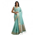 Generic Women's Tissue Checks_With_Buttis Saree With Unstitched Blouse 5.5Mtr (Aqua_Blue)