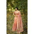 Generic Women's Silk_Blend Checked Saree With Unstitched Blouse 5.5Mtr (Peach)