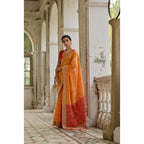 Generic Women's Silk_Blend Ethnic Ikat Pattern Saree With Unstitched Blouse 5.5Mtr (Mustard)